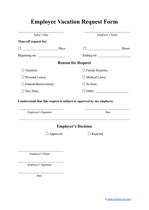 Printable Vacation Request Form