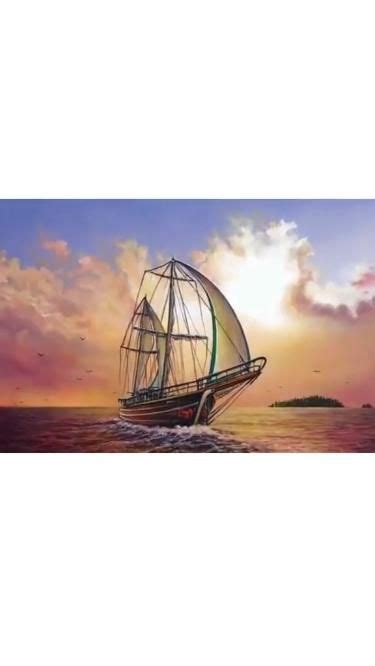 Sailing Boat Acrylic Painting | Step-By-Step Tutorial in 2023 | Acrylic ...