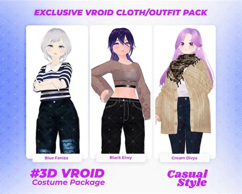 Vroid Clothing Pack Casual Outfit Set Virtual Fashion Lifestyle