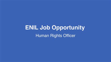 Enil Job Opportunity Human Rights Officer Enil