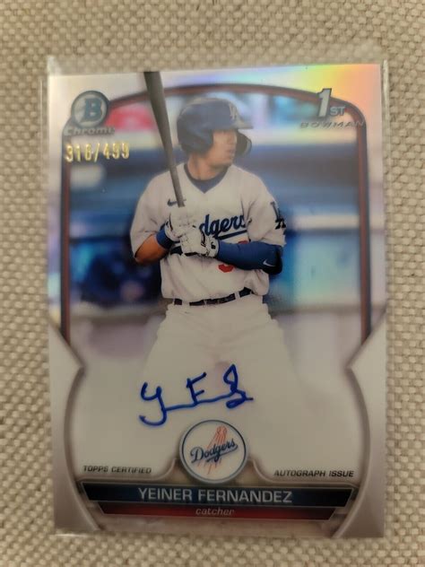 2023 Bowman Chrome Yeiner Fernandez 1st Prospect Refractor Auto 126