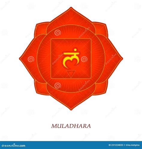 The First Chakra Of Muladhara Root Chakra With Hindu Sanskrit Red Is