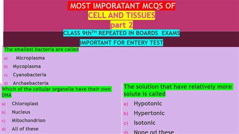 Mcqs Of Cell And Tissue Mcqs Of Biology Chapter 4 Class 9th Biology Gk Question Answer