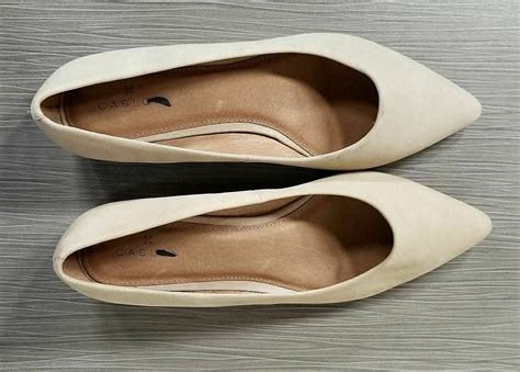 Caslon Luna Pointy Toe Flat Nude Nubuck Womens Size Gem