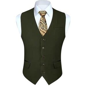 HISDERN Gilet Uomo Verde Oliva Elegante Gilet Da Abito Formale