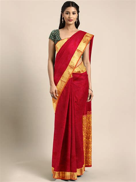 Buy The Chennai Silks Red Woven Design Pure Silk Saree Sarees For