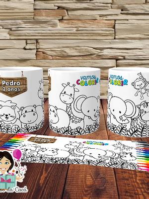 Caneca Para Colorir Safari Compre Produtos Personalizados No Elo7