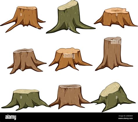 Stump Set Cartoon Vector Illustration Stock Vector Image And Art Alamy