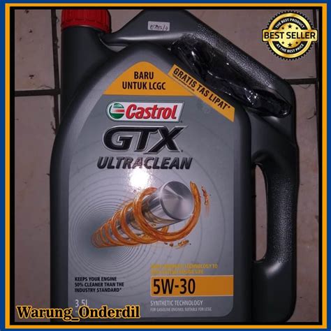 Jual Oli Mesin Castrol GTX ULTRACLEAN 5W 30 Baru Untuk Mobil LCGC 3 5