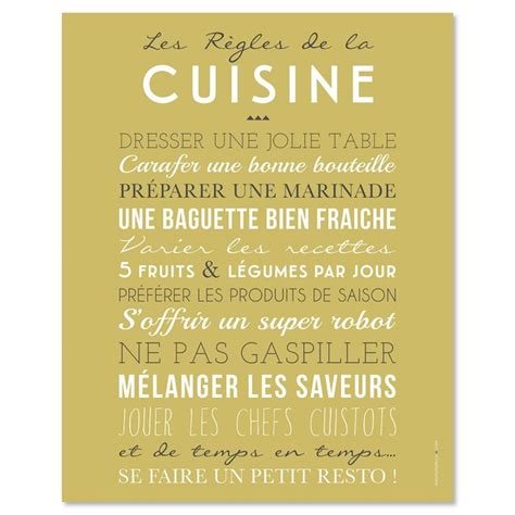 Les R Gles De La Cuisine Stickers Affiches Et Tableaux D Co