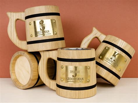 Personalized Groomsmen Wooden Tankard, Engraved Groomsmen Gift, Best Man Proposal, Bachelor ...