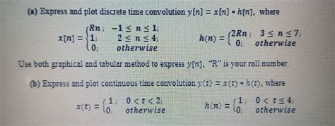 Solved A Express And Plot Discrete Time Convolution Y N