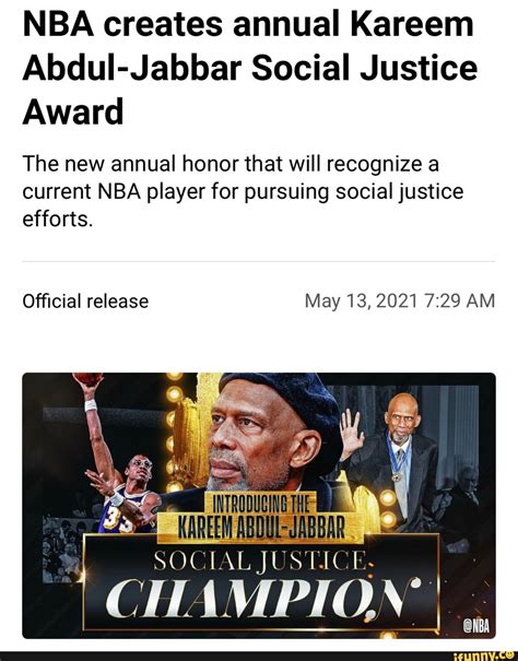 NBA Creates Annual Kareem Abdul Jabbar Social Justice Award The New