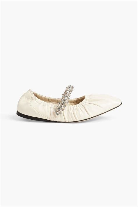 Jimmy Choo Gai Embellished Leather Ballet Flats In White Lyst