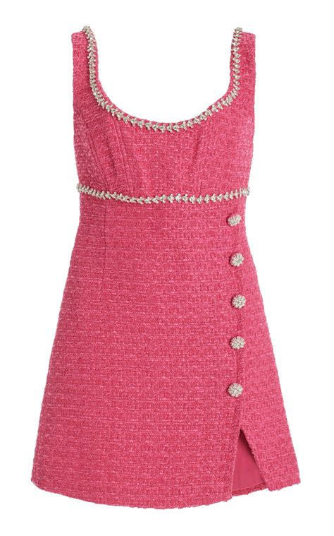 Self Portrait Embellished Tweed Boucle Mini Dress In Pink Lyst