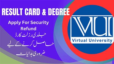 How To Get Vu Result Card Vu Degree Vu Security Refund Basic