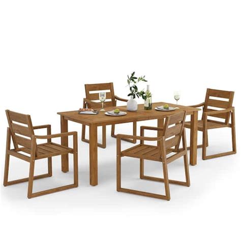 Reviews For Lue Bona 5 Piece Brown Recycled Plastic Hdps Outdoor Dining