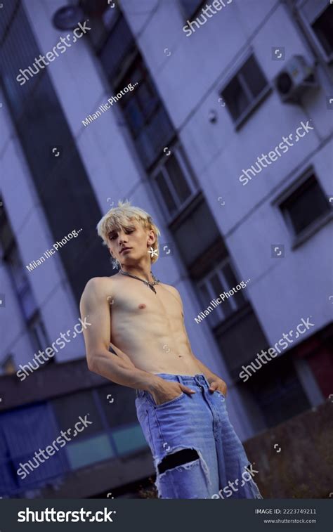 Portrait Blonde Shirtless Teenage Boy Urban Stock Photo Shutterstock