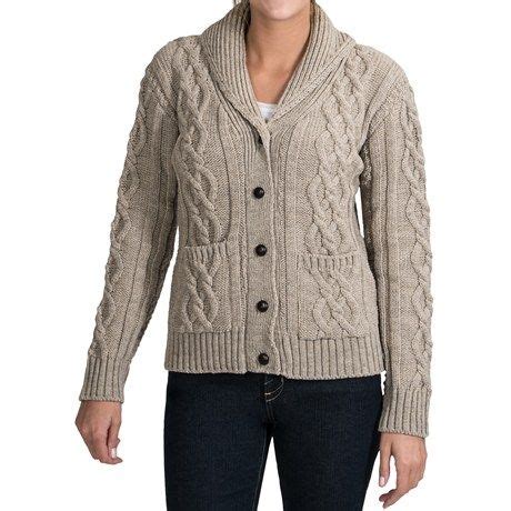 J G Glover Co Peregrine Aran Shawl Collar Cardigan Sweater