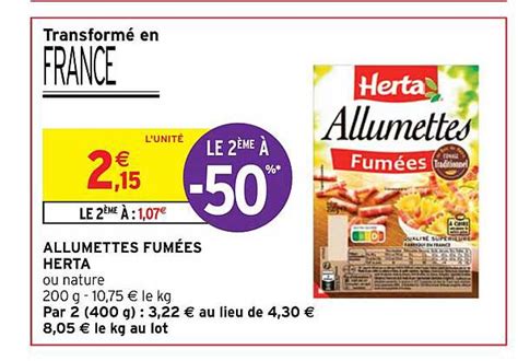 Promo Allumettes Fumées Herta chez Intermarché Express iCatalogue fr