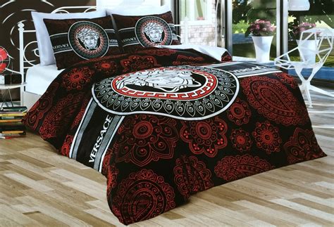 Handmade Versace Bedding Set Queen Black Red by LuxuryIIBoutique