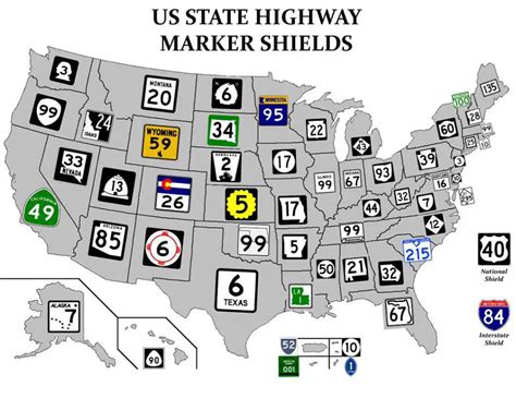 U S State Highway Marker Shields Vivid Maps