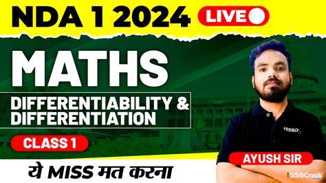 NDA 1 2024 Exam Maths Live Differentiability Differentiation Class 1