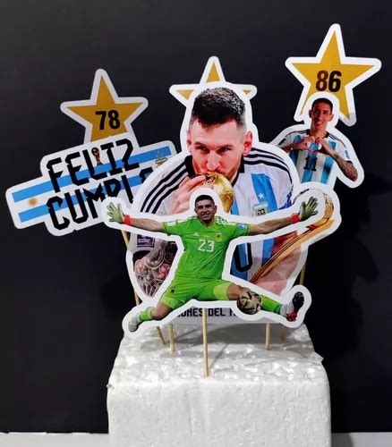 Adorno Topper Torta Feliz Cumple Argentina Campeon