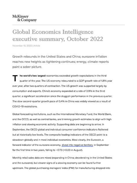 Mckinsey Global Economy October 2022 Pdf