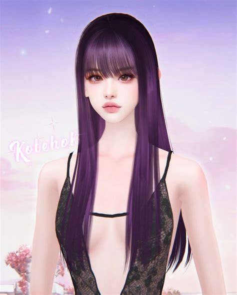 Custom Content For The Sims 4 Asian Hair Sims 4 Korean Long Hair Sims 4 Mods Clothes Sims 4