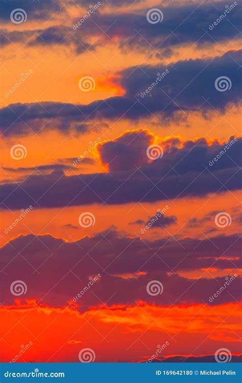 Orange Sunset Sky with Clouds Stock Photo - Image of background ...