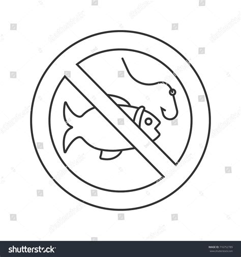 Forbidden Sign Fish Linear Icon Thin Stock Vector Royalty Free