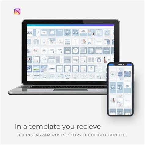 100 Blue Instagram Template Baby Blue Posts Blue Highlights - Etsy