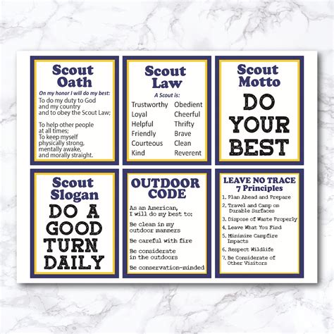 Cub Scout Cards, Cub Scout Oath and Law Printable, Scout Handout ...