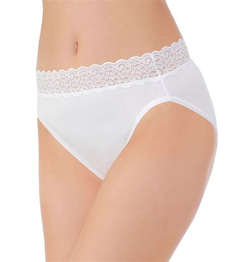 Flattering Lace Cotton Stretch Hi Cut Brief Panty Star White 6