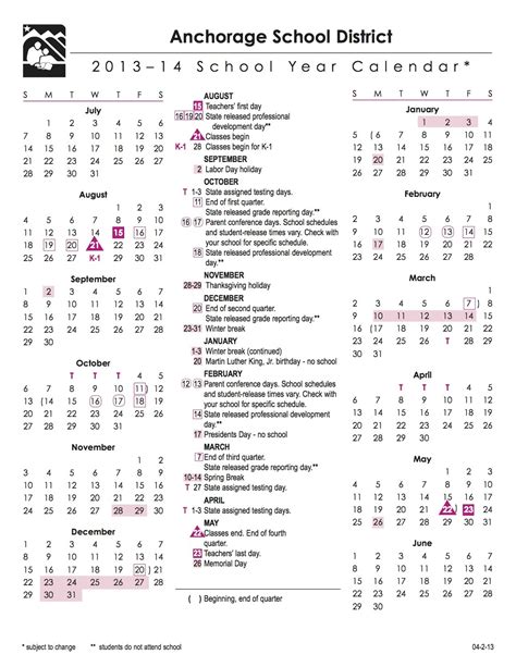 Anchorage School District Calendar | Qualads