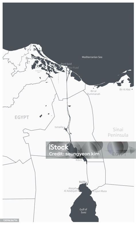 Peta Terperinci Tentang Terusan Suez Di Mesir Suez Peta Vektor