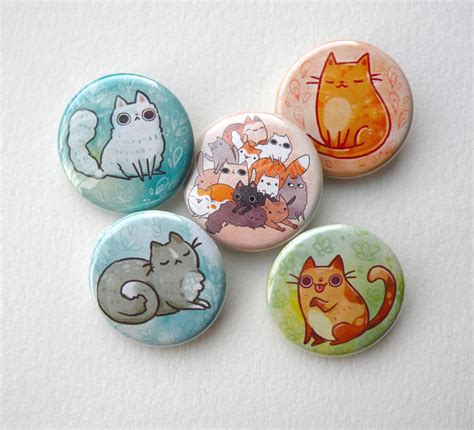 Cute Cat Kawaii Cat Pinback Button Pack