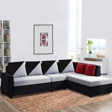 Casastyle Neylar Seater Fabric Rhs L Shape Sofa Set Grey Black