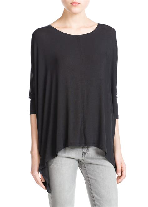 Mango Oversize Flowy T Shirt In Black Coal Lyst