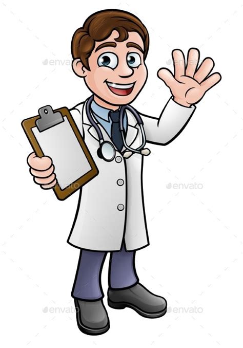 Doctor Cartoon Character Medico Desenho Imagem Médica Enfermeira