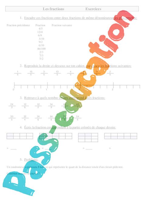 Fractions Cm2 Exercices Numération Cycle 3 Pdf à Imprimer