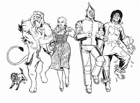 Dorothy And Friends Dancing Together In The Wizard Of Oz Coloring Page