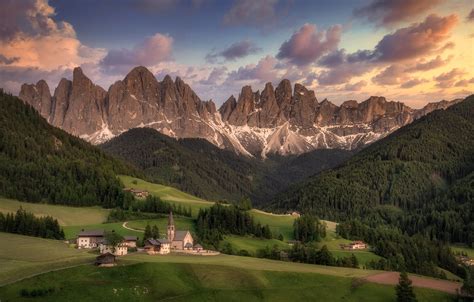 Wallpaper Mountains Alps Italy Church South Tyrol The Dolomites