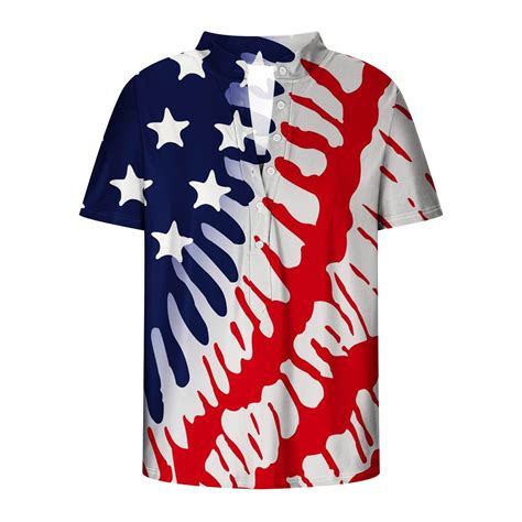 Mens Polo Shirts American Flag Shirts Patriotic Tee Short Sleeve 4th Of