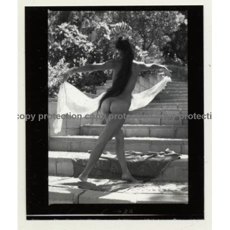 Pretty Indian Nude With Headdress Scarf 6 Vintage Contact Sheet Photo 1970s