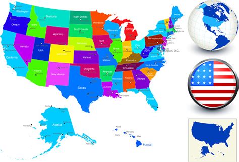 vector world map geography  united states stock illustration