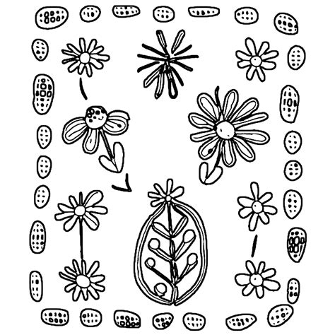 Small Folk Art Flower Pattern Coloring Page · Creative Fabrica