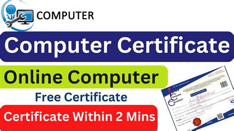 Computer Certificate Free Computer Certificate Free Certificate