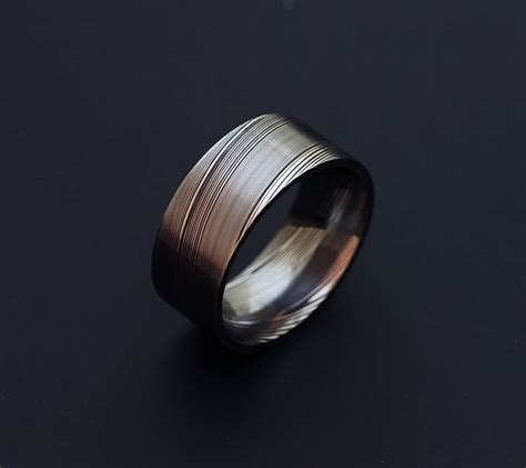 Genuine Stainless Damascus Steel Mens Ring Width 9mm Pd80 Etsy